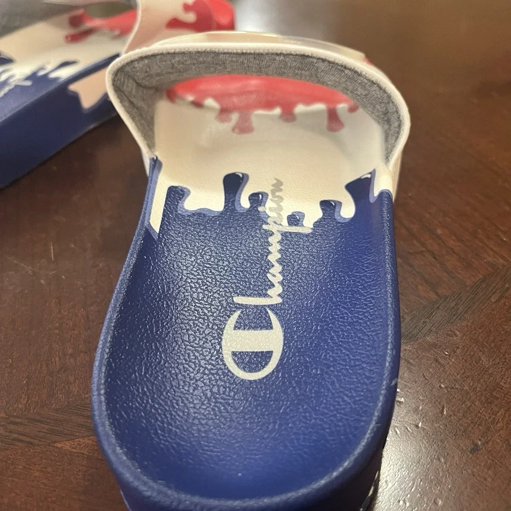 Champion IPO Drip Slides CP102177M Men's 8M Red White & Blue Athletic Sandals